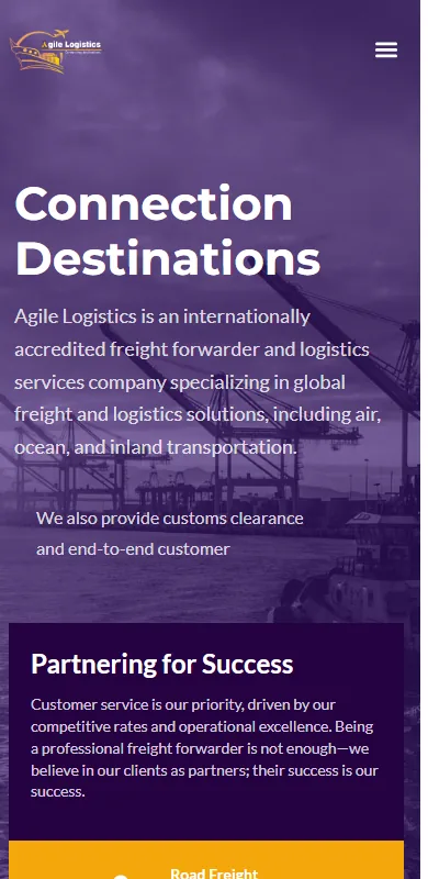 Agile Logistics website on a phone