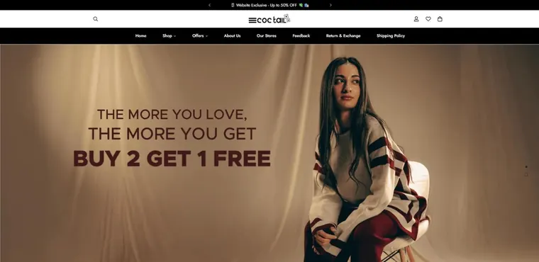 Coctail website on desktop