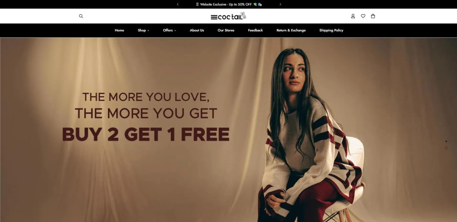 Coctail website on desktop