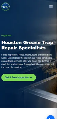 Grease Trap Repair website on a phone