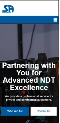 SA International website on a phone