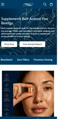 Vitalis website on a phone